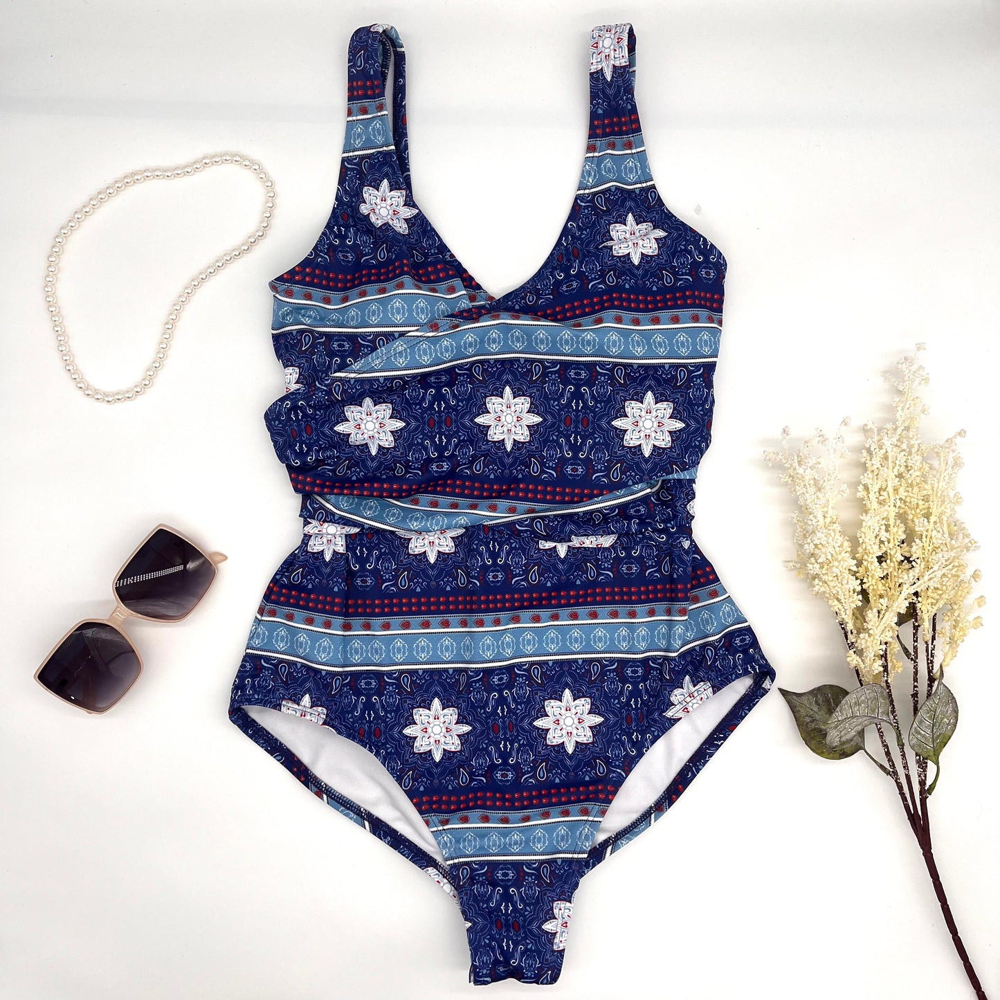 Bikini azul mándala completo