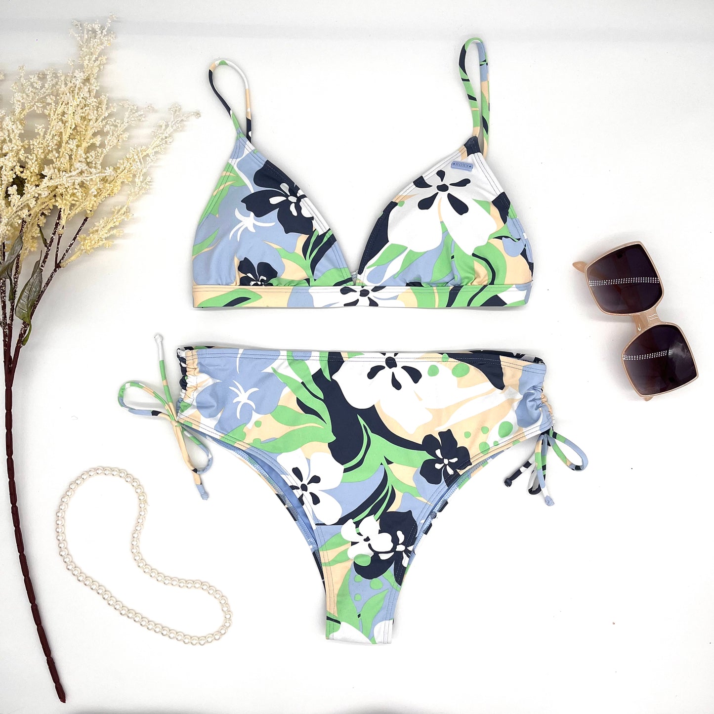 Roxy flor Azul Aqua (Dos piezas)