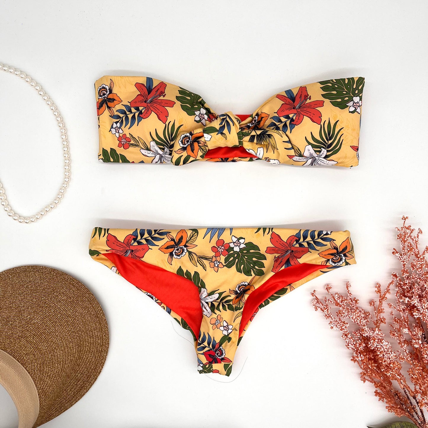 Holie flor amarilla/naranja strapless