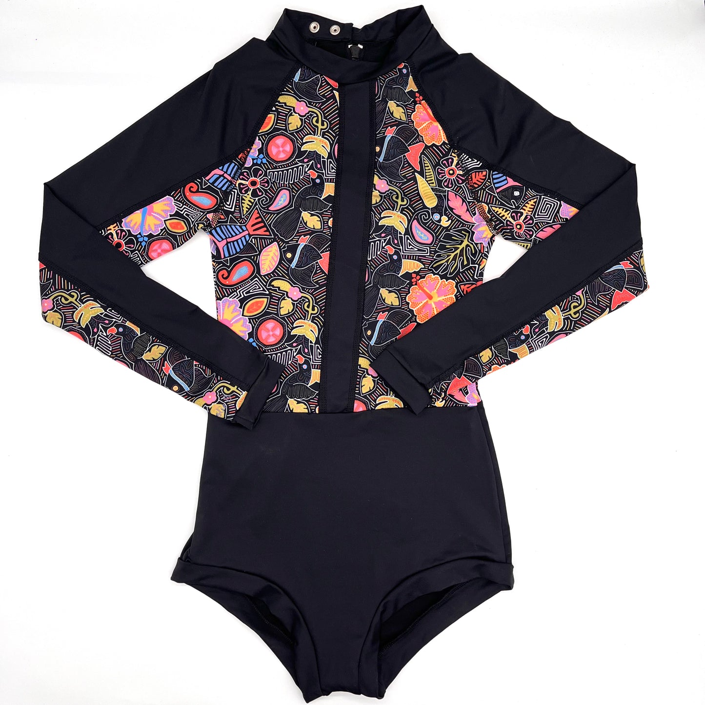 lafsun negro/flor naranja c/mangas