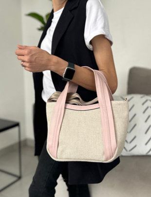 Bolso de Dama Modelo 4263 de Yute con Color Rosa