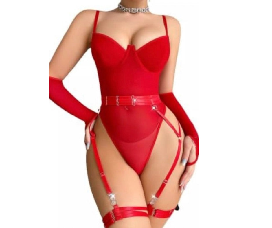 Body lencería+arnés cintura