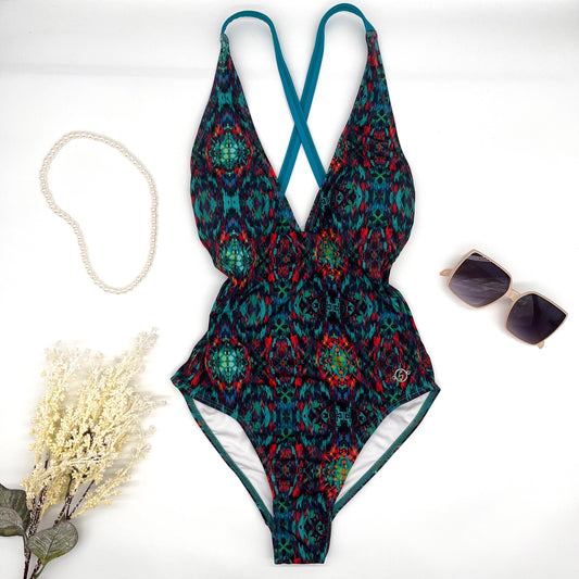 Bikini azul con verde (espalda descubierta) completo