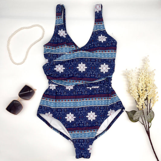 Bikini azul mándala completo
