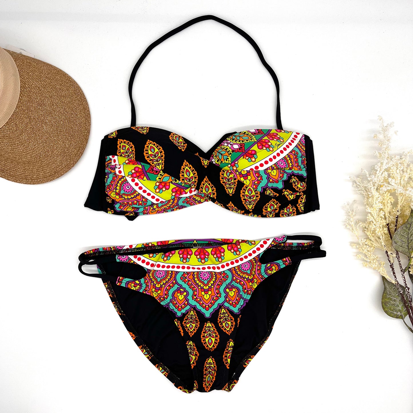 Bikini negro/naranja dos piezas