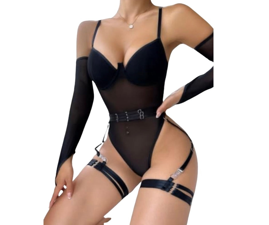 Body lencería+arnés cintura