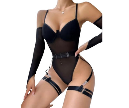 Body lencería+arnés cintura